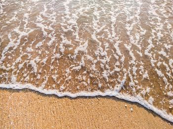 High angle view of waves on beach