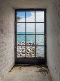 Sea seen through window
