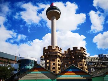 Low angle view of buildings against sky