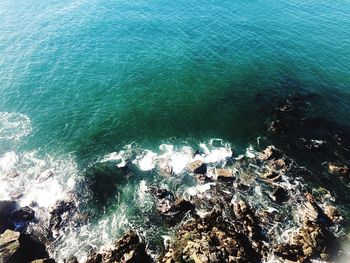 View of sea against blue sky