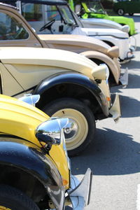 Vintage cars in parking lot during sunny day