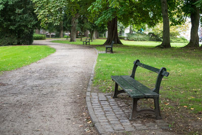 Empty bench in park