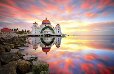 View of mosque at sunset