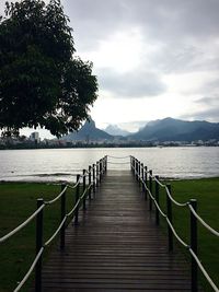 Wooden pier on river