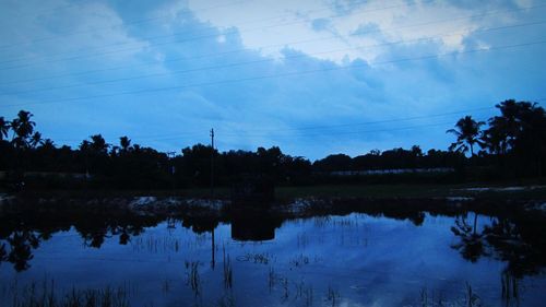 Reflection of clouds in calm lake