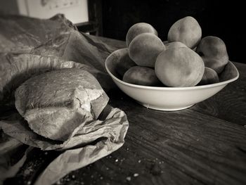 Close-up of food on wooden table