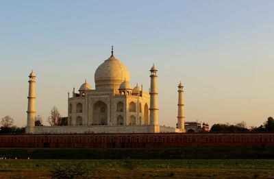 Facade of taj mahal against clear sky