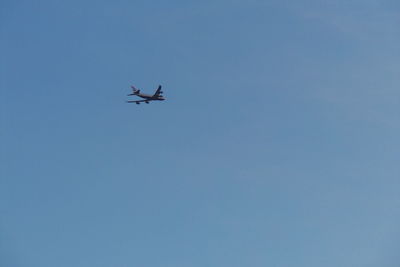 Low angle view of airplane flying in sky