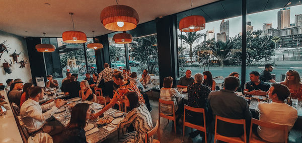 Group of people in restaurant