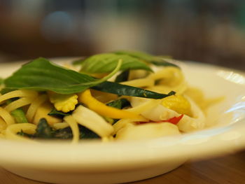 Close-up of food in plate on table