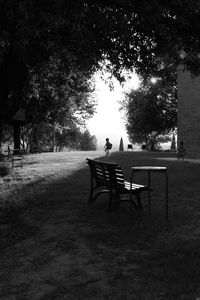 Empty bench in park