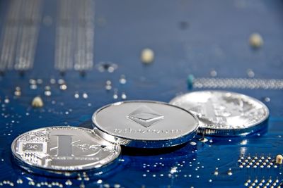 High angle view of coins on table