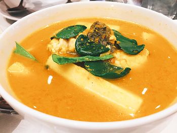 Close-up of soup in bowl