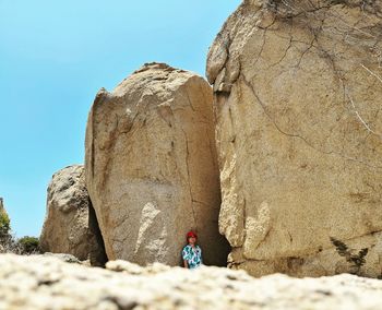 Low angle view of rock formations