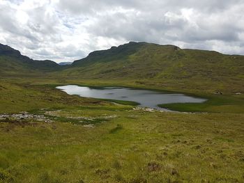 Scenic view of lake against sky