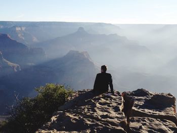 Person looking at mountain landscape