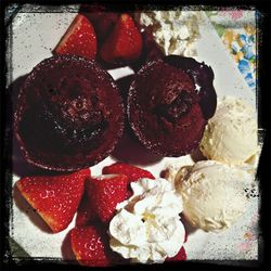 Close-up of strawberry served on table