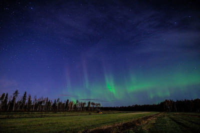 Scenic view of field against sky at night