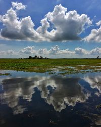 Scenic view of lake against sky