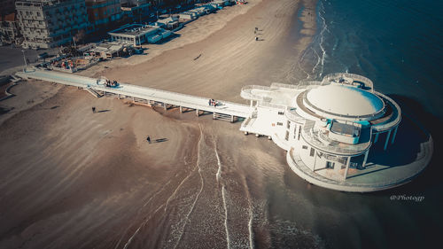 High angle view of pier over sea