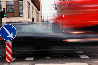 Road passing through city