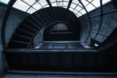 Directly below shot of spiral staircase