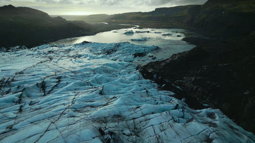 Scenic view of snowcapped mountains