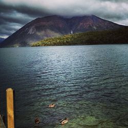 Scenic view of lake against sky