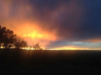 Scenic view of landscape against sky at sunset