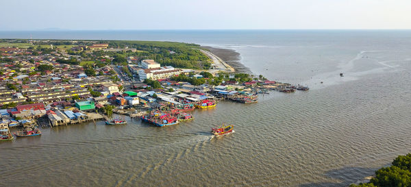 High angle view of beach against sky