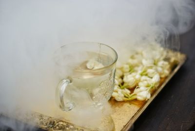 Close-up of drink in glass on table