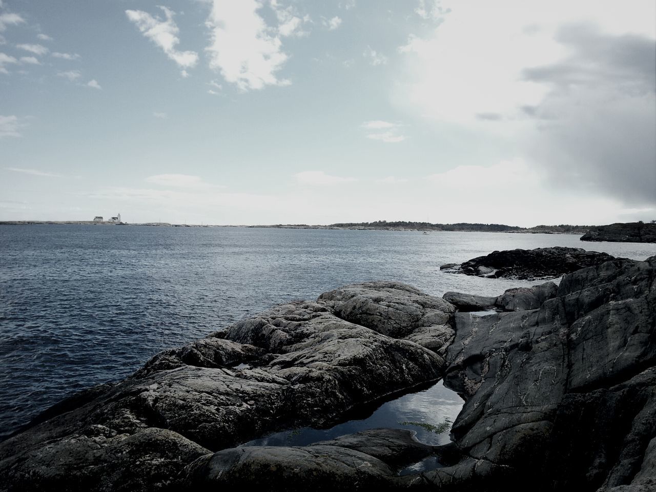 water, sea, sky, tranquil scene, scenics, tranquility, rock - object, beauty in nature, horizon over water, nature, cloud - sky, rock formation, rock, cloud, idyllic, shore, beach, outdoors, remote, day