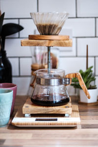 Close-up of tea on table at home