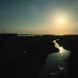 Scenic view of sea at sunset