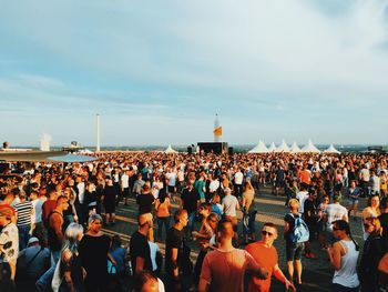 Group of people looking at city