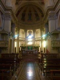 Interior of illuminated building