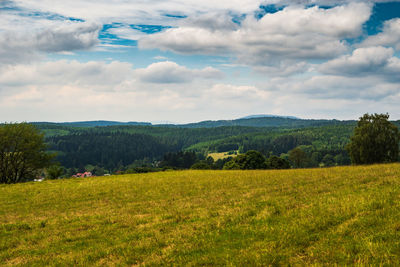 Scenic view of field against sky