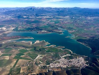 Aerial view of city at waterfront