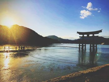 Scenic view of sea during sunset