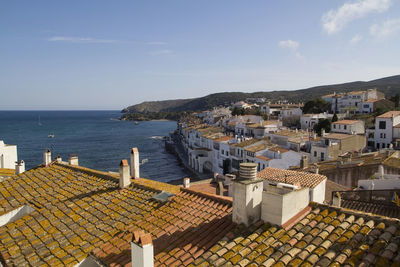 High angle view of sea against sky