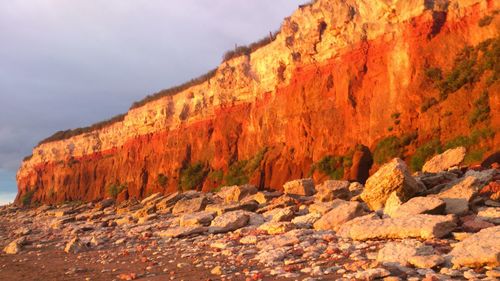 Scenic view of rock formation against sky