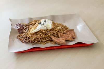 Close-up of food on table