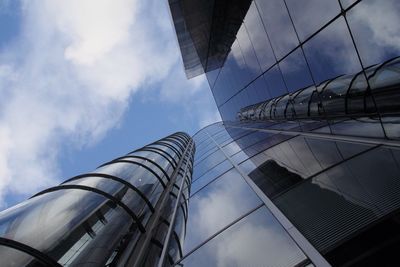 Low angle view of modern building against sky
