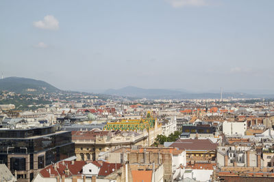 High angle view of townscape against sky