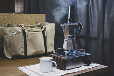 Coffee cup on table