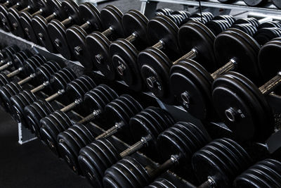 Full frame shot of dumbbells