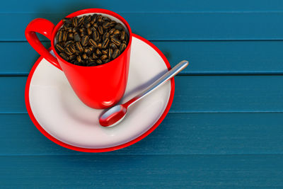 Close-up of coffee cup on table