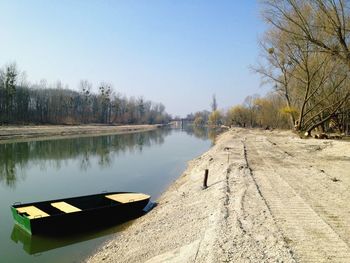 Scenic view of lake against clear sky