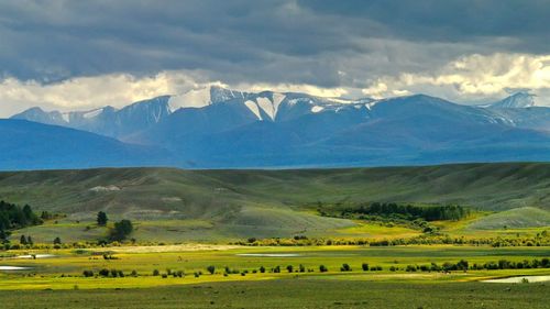 Scenic view of mountains against sky