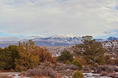 Scenic view of mountains against sky